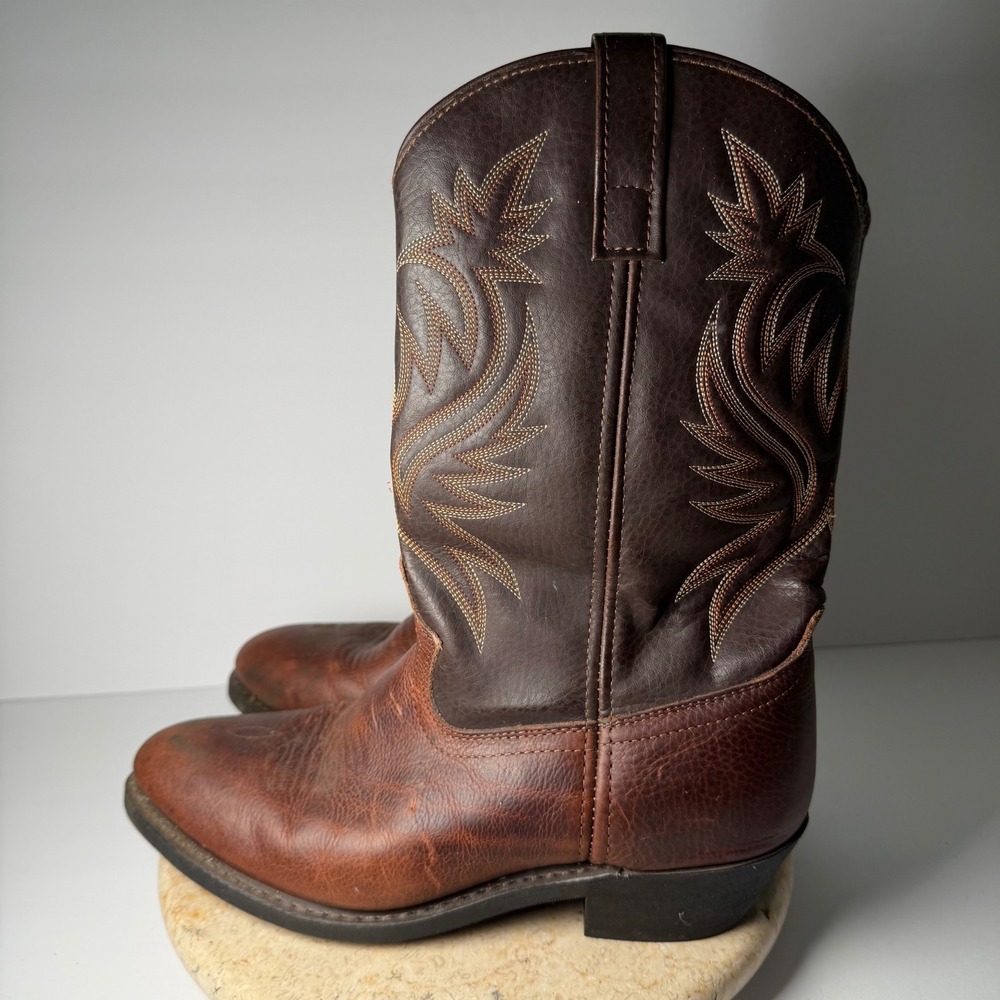 Laredo Western Cowboy Boots 9.5 EW Brown Leather Embroidered Round Toe